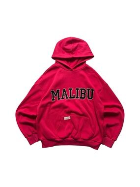 Malibu Hot Pink Pullover Hoodie with Black Lettering
